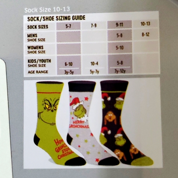 ๐๏ธ: THE GRINCH 3-PAIR CREW SOCKS IN A CAN of WHO HASH GIFT TIN - Picture 3 of 7